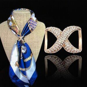 NEW Women's Silver Brooch With Buckle Shawl Scarf Rhinestone Scarf Clip